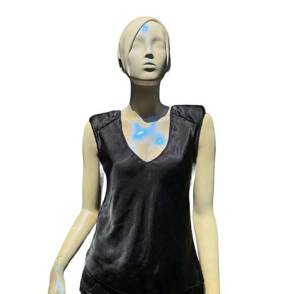 Vintage Black Faux Silk Top - Picture 4 of 5